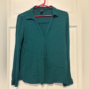 Women’s long sleeve green blouse top shirt casual holiday party travel winter